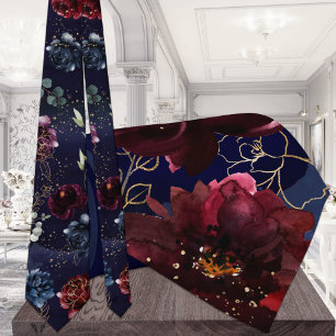 Navy Bordeaux Garden Wedding Krawatte