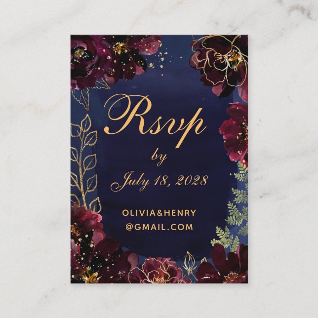 Navy Bordeaux Online-UAWG mit Details-Karte Visitenkarte (Vorderseite)