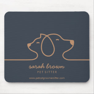 Navy Brauner Hund Katze Lineart Pet Studio Mousepad