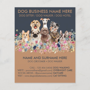 Navy Brown Dog Sitting Service Pet Bräutigam Flyer