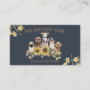 Navy Brown Pet Sitter Sonnenblumenhunde Visitenkarte