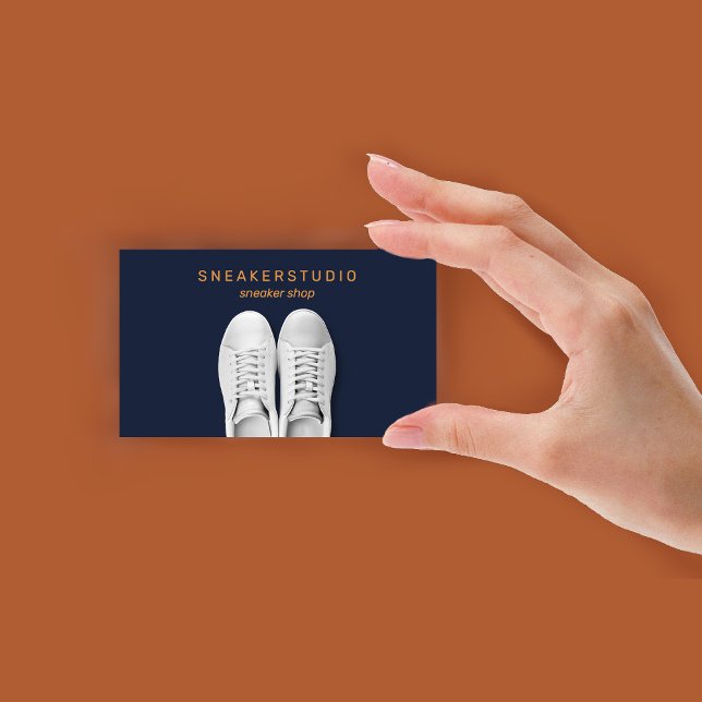 Navy Brown White Sport Sneaker Shoes Visitenkarte (Navy Brown White Sport Sneaker Shoes Business Card)