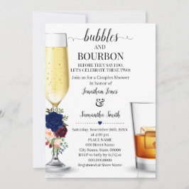 Navy Bubbles & Bourbon bevor ich Paare Dusche  Einladung