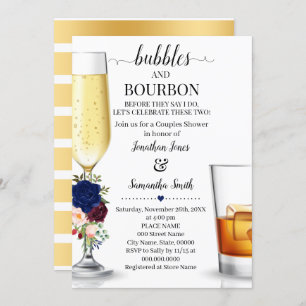 Navy Bubbles & Bourbon bevor ich Paare Dusche Einladung