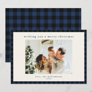 Navy Buffalo Karo Weihnachten Familienfoto