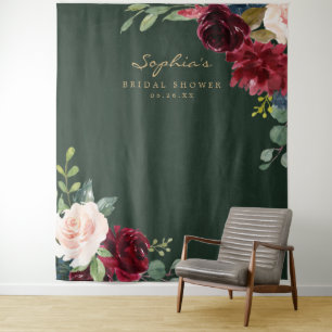 Navy Burgunder Brautparty Dekoration Hintergrund Wandteppich