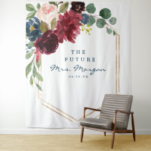 Navy Burgunder Future Mrs Brautparty Hintergrund Wandteppich