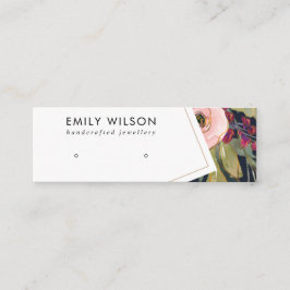 NAVY BURGUNDY BLUSH FLORAL STUD EARRING DISPLAY MINI VISITENKARTE