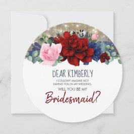 Navy Burgundy Blush werden Sie meine Bridesmaid se Einladung