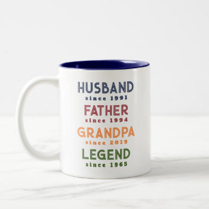 Navy Burgundy Husband Vater Grandpa Legende Zweifarbige Tasse