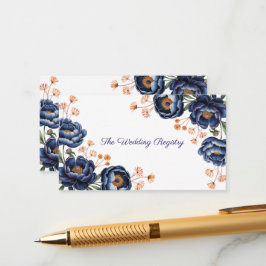 Navy & Burnt Orange Floral Wedding Registry Begleitkarte
