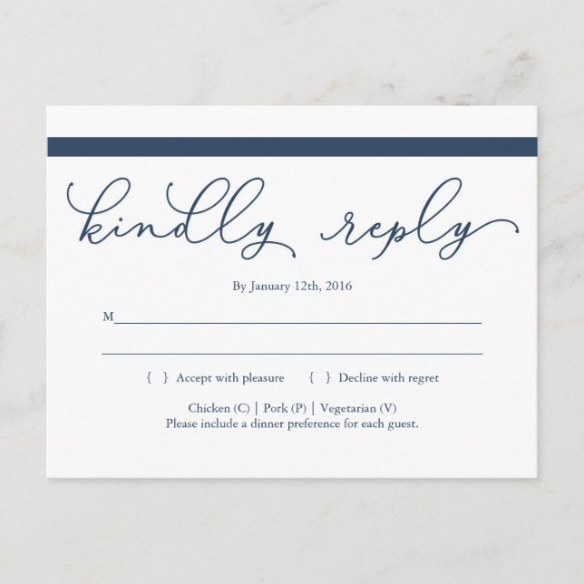 Navy Calligraphy UAWG Postcard Einladungspostkarte (Vorderseite)