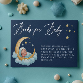 Navy Celestial Moon Stars Books for Baby Card Begleitkarte
