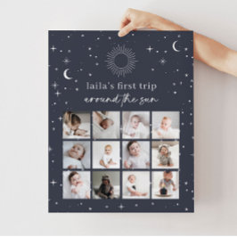 Navy Celestial Sun 1. Geburtstag Foto Collage Poster
