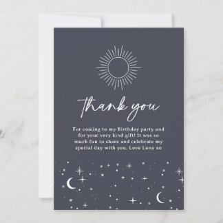 Navy Celestial Sun Danke-Card Einladung