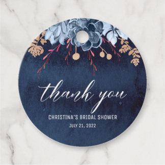Navy Chalkboard Floral Favor Tag Geschenkanhänger