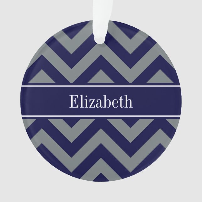 Navy, Charcoal LG Zickzack Navy Blue Name Monogram Ornament (Vorderseite)