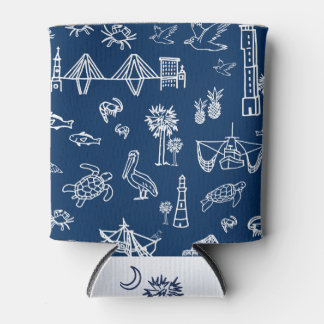 Navy Charleston Toile Muster Can Cooler Dosenkühler