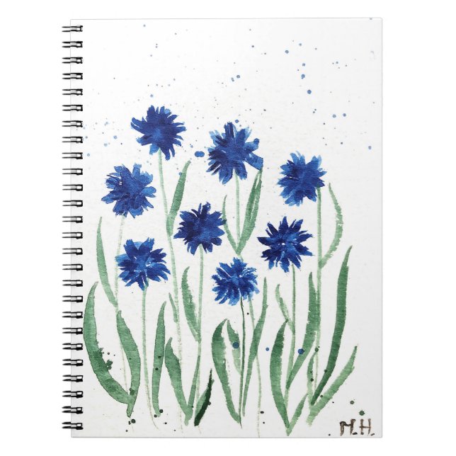 Navy chic rustikale Wildblumen Aquarell Notizblock (Vorderseite)