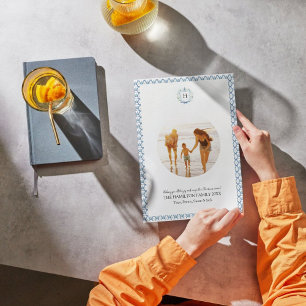 Navy Chinoiserie Coquette Weihnachtsfotokarte Feiertagskarte