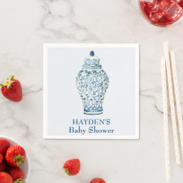 Navy Chinoiserie Ginger Jar Personalisiert Napkin Serviette