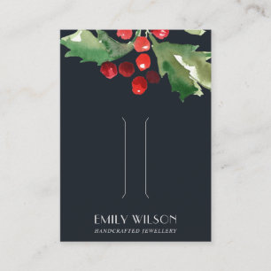 NAVY CHRISTMAS HOLLY BERRY HAIR CLIP DISPLAD CARD VISITENKARTE