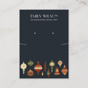 NAVY CHRISTMAS ORNAMENT NECKLACE EARRING DISPLAY VISITENKARTE