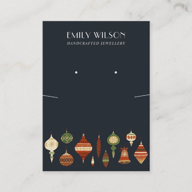 NAVY CHRISTMAS ORNAMENT NECKLACE EARRING DISPLAY VISITENKARTE (Vorderseite)