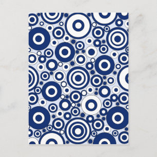Navy Circles and Dots Postkarte