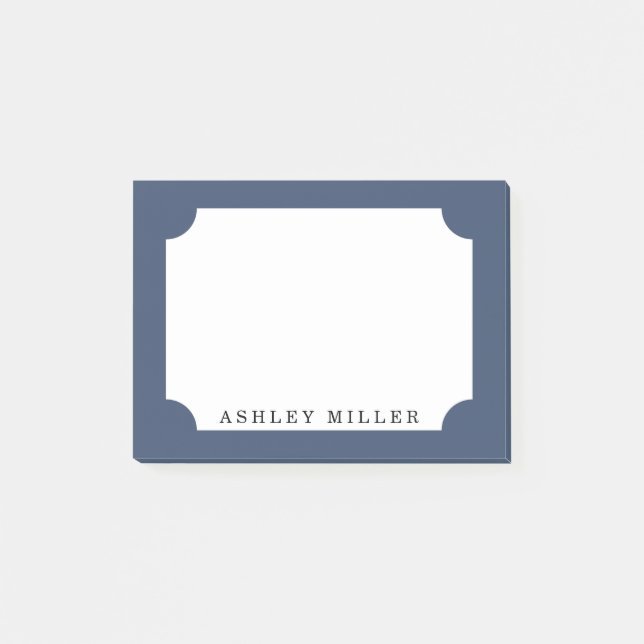 Navy Classic Label Monogramm Post-it-Notizen Post-it Klebezettel (Vorderseite)