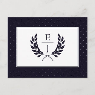 Navy Classic Monogram Wedding rsvp Einladungspostkarte
