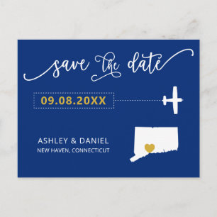 Navy Connecticut Wedding Speichern Sie die Datumsk Postkarte