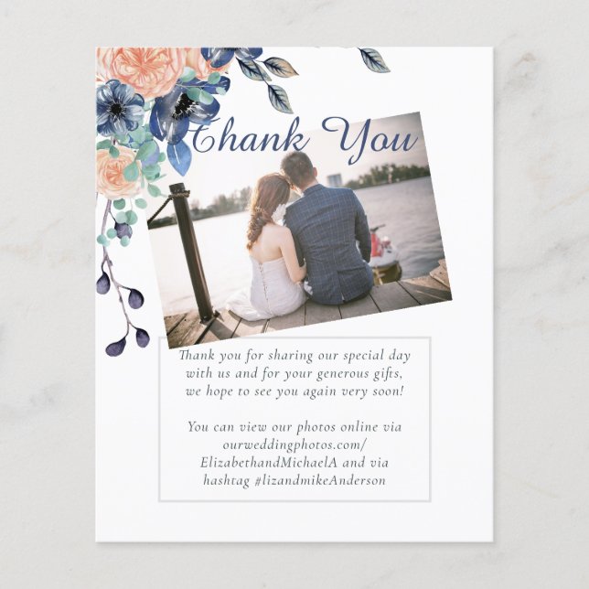 Navy Coral DANK YOU FOTO Wedding (Vorderseite)