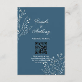 Navy Corner Floral Boho Wedding Begleitkarte