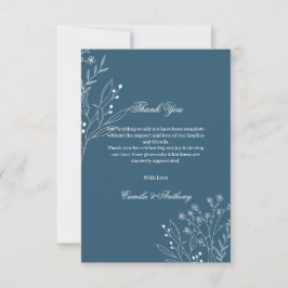 Navy Corner Floral Boho Wedding Dankeskarte