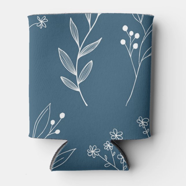 Navy Corner Floral Boho Wedding Dosenkühler (Vorderseite)