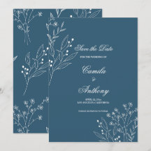 Navy Corner Floral Boho Wedding