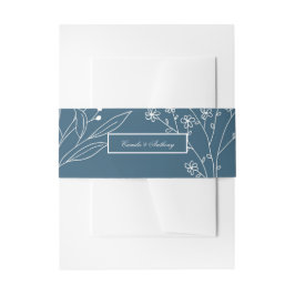 Navy Corner Floral Boho Wedding Einladungsbanderole