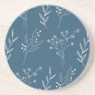 Navy Corner Floral Boho Wedding Getränkeuntersetzer