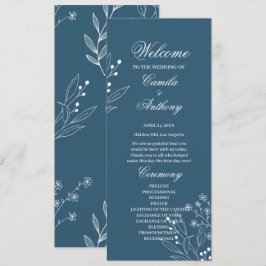Navy Corner Floral Boho Wedding Programm
