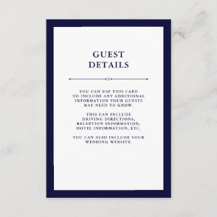 Navy Couture Elegante Gastdetails Begleitkarte