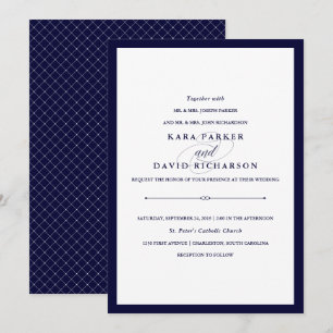 Navy Couture Elegante Hochzeit Einladung