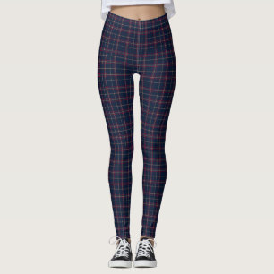 Navy, Cranberry und Elfenbein Scottish Heritage Pl Leggings