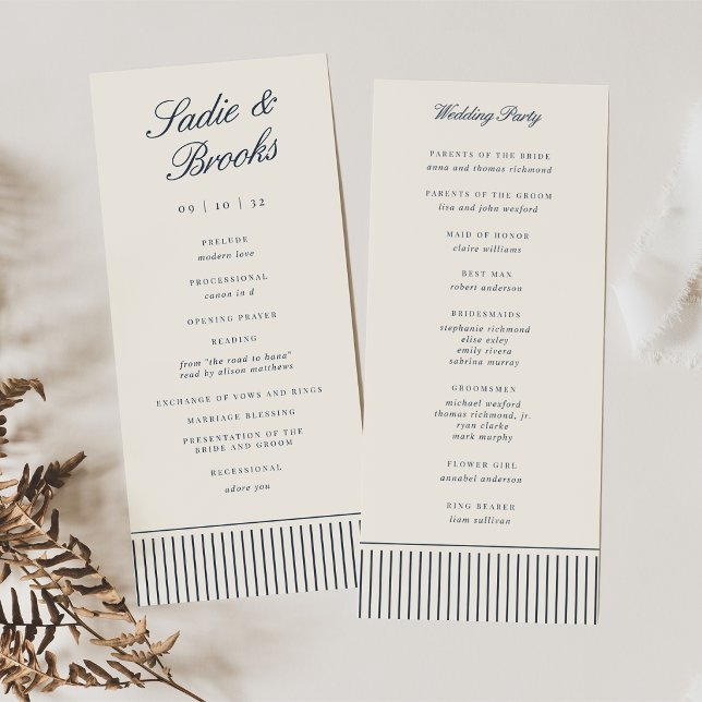 Navy & Cream Klassisches Schriftzug-Pinstripe-Hoch Programm (Von Creator hochgeladen)