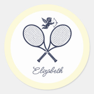 Navy & Cream Vornehme Tennis-Brautjungfer-Party Runder Aufkleber