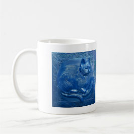 Navy Custom Art Nouveau Cat Lady Kaffeetasse