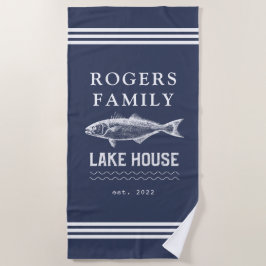 Navy Custom Family Lake House Strandtuch