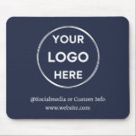 Navy Custom Logo Modernes Minimalistisches Busines Mousepad<br><div class="desc">Aktualisieren Sie einfach das Branding Ihres Unternehmens mit unserer einfachen, schwarzen, individuellen Geschäftsvorlage in einem modernen minimalistischen Stil. Fügen Sie Ihr Logo, den Namen der Social Media und die Website hinzu, oder erstellen Sie einen beruflichen Look in nur wenigen Minuten. Benötigen Sie Hilfe bei der Personalisierung? Kontaktieren Sie uns, indem...</div>