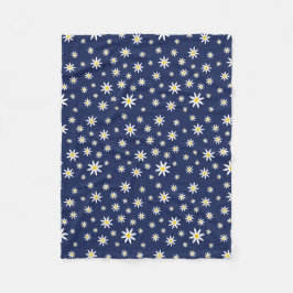 Navy Daisy Fleece Blanket