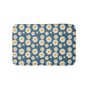 Navy Daisy Floral Bohemisch Botanisches Muster Badematte